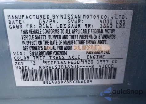 2024 Nissan Sentra Sr z USA, uszkodzony, nr VIN 3N1AB8DV8RY362084